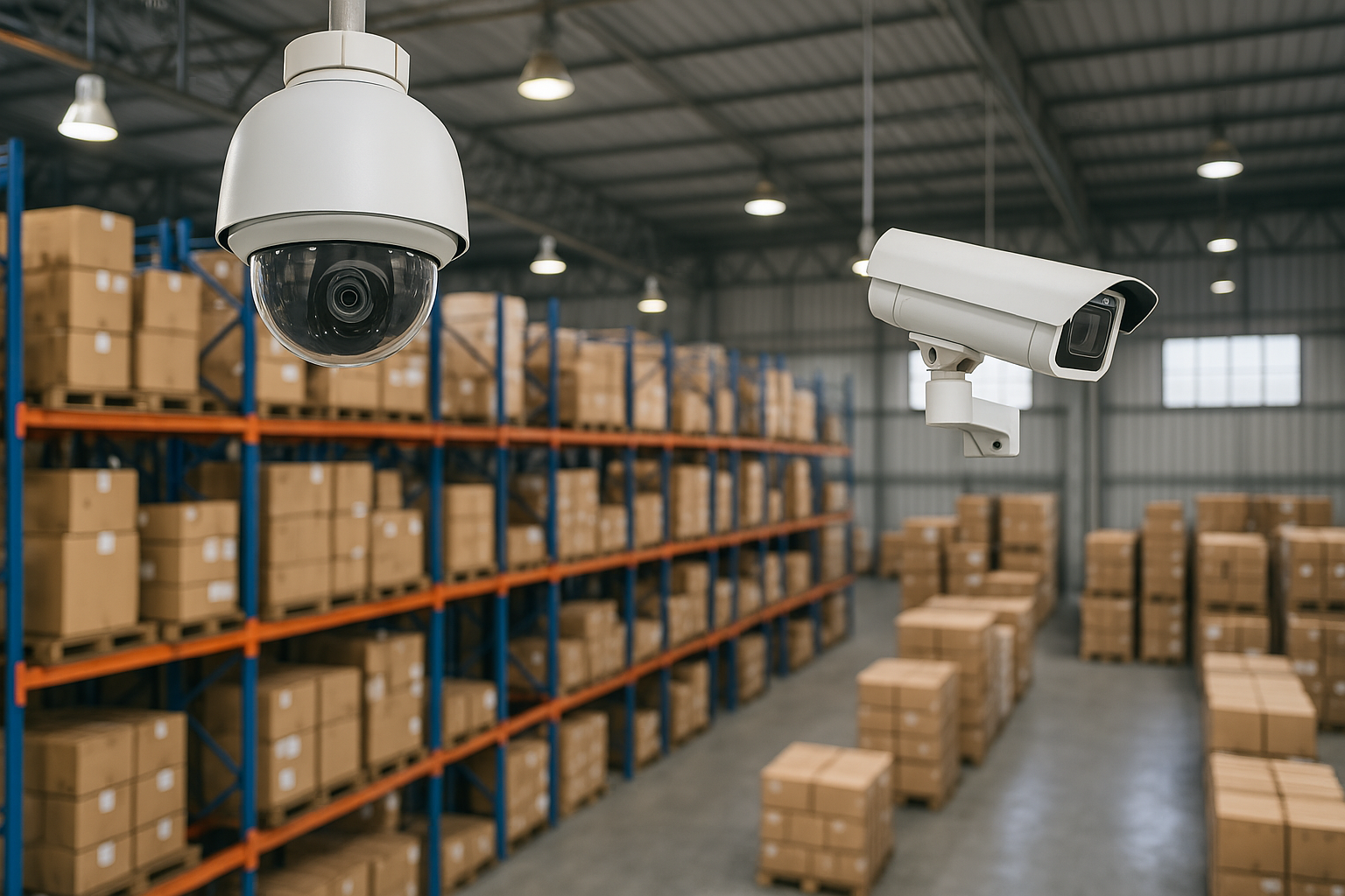 Warehouse equipped with cameras.
